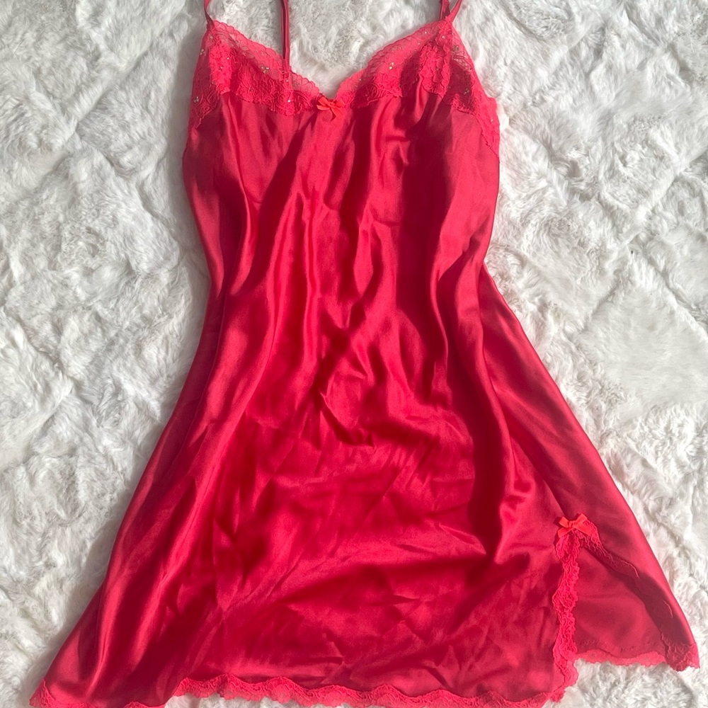 Red Y2K Lace Rhinestone Victoria’s Secret Slip